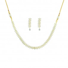 AD Gold Plated Necklace Set With Earring