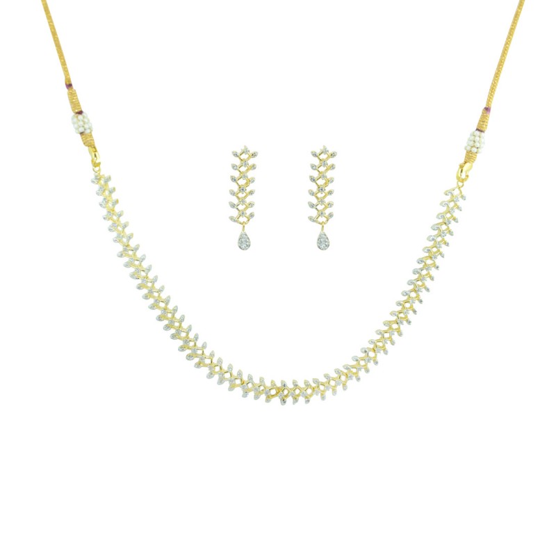 AD Gold Plated Necklace Set With Earring