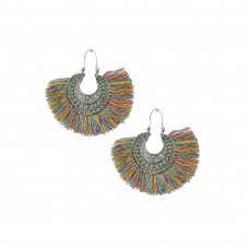 Designer Silver Plated Thread Dangler In Multicolor