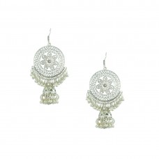 Silver Toned Oxidized  Chandbalis Earrings 