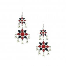 Silver Toned Oxidized  Dangler Earring In Multicolor