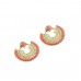 Gold Plated Designer Chandbalis Earrings In Peach Color