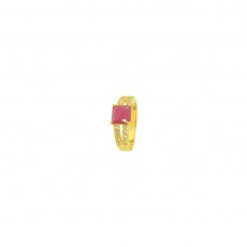 Gold Plated AD Studded Ring With Pink Stone