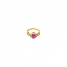 Designer Gold Plated AD Studded  Pink Ring For Women